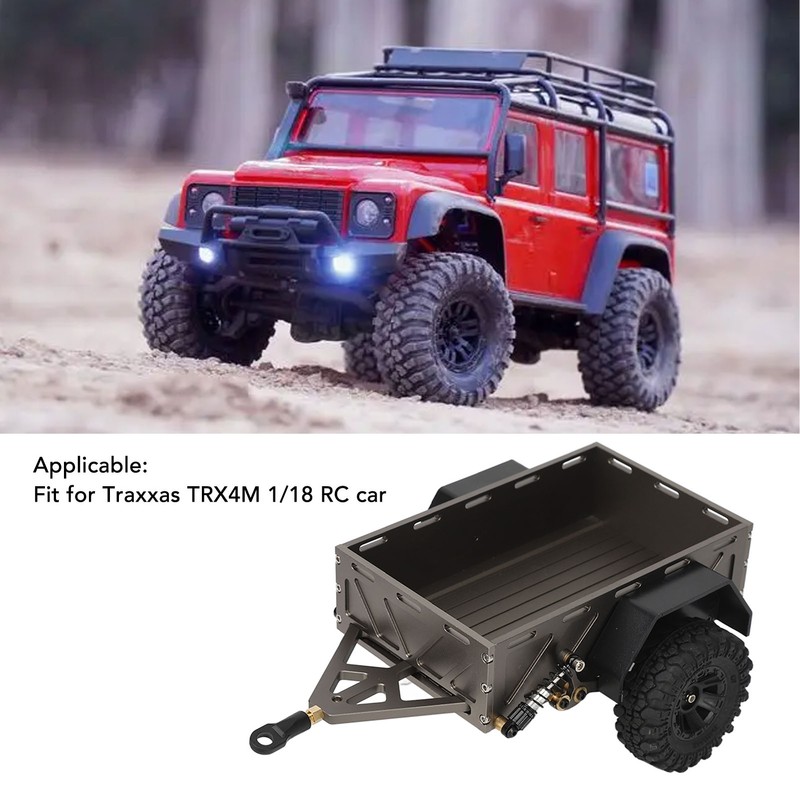 RC Car Hitch Trailer Aluminum Alloy Antislip Rubber Tire Rustproof