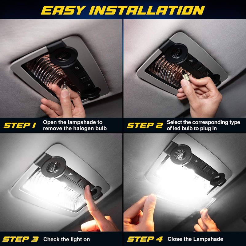 Spurtar 42PCS Interior Car Lights Superior Brightness White Dome Map