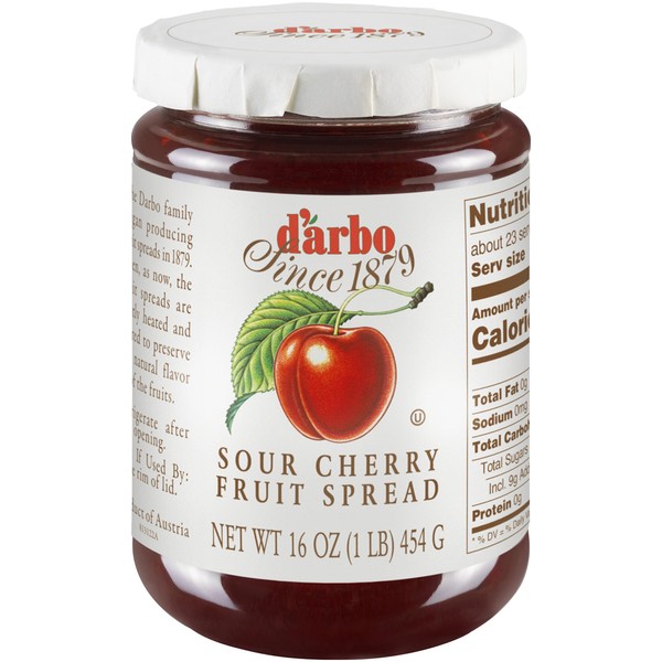 d'arbo All Natural Fruit Spread Marasque, Sour Cherry, 16 Oz