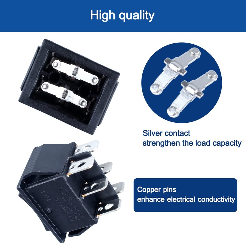 2Pcs ON-Off-ON Polarity Reversing Rocker Switch，DPDT 6 pins 3 Position