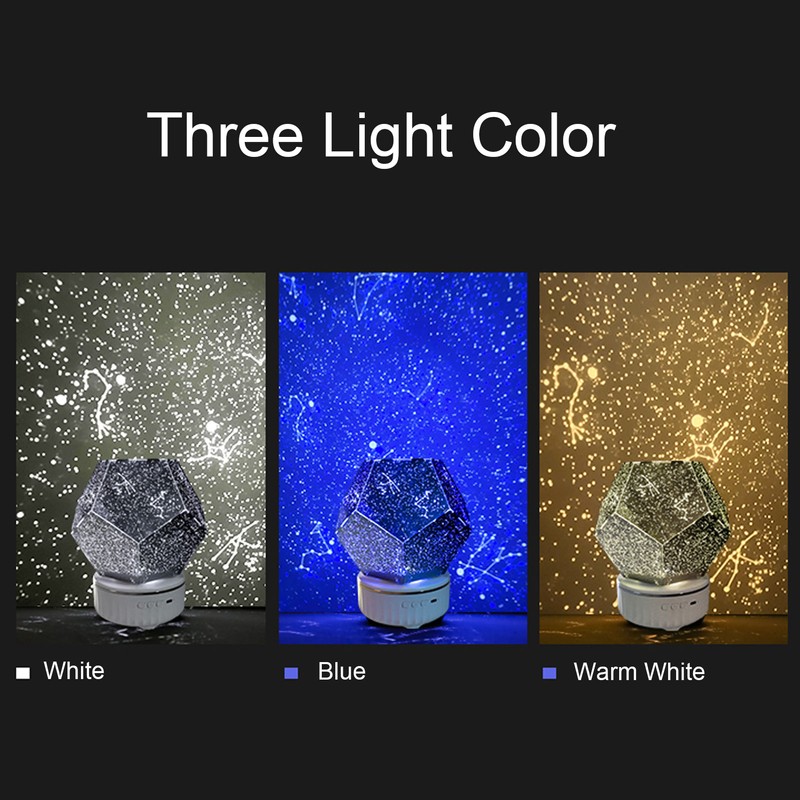 LED Projector Lamp 3 Color Multifunctional Dimmable Rotatable Rechargeable LED