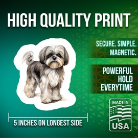 Shih Tzu Magnets - 5" On Longest Side - Dog-Cute-Breeds-Animals-Fun-Loving - 2 Pack - Thick Strong Magnet - Magnets for Fridge, Toolbox, Cars - Made in USA - PLDFMAG0087