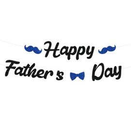 Happy Father's Day Banner, Glitter Happy Father's Day Paper Banner, Happy Father's Day Decorations Gift Backdrop for Photo Props Supplies