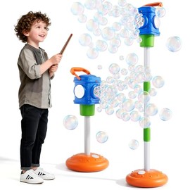 2-in-1 Remote Street Lamp Bubble Machine for Kids 3-6 4-8 Years Old Summer Outdoor Bubble Maker Toys with Lights for Boys and Girls 3 4 5 6 7 8+ Birthday Wedding Party Gifts