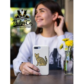 VulgrCo Black Orange Cat Pet Bengal Breed Animal Funny Sticker Vinyl Waterproof UV Resistant Decal for Phones Laptops Water Bottles Tumblers Boats Cars Trucks Windows Kayak 3" inch Bumper Stickers