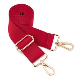 ZOOEASS Canvas Shoulder Strap, 1.5" Width Adjustable Crossbody Straps with Gold Buckle, Extra Long Replacement Bag Strap for Purse Handbags Belt Bag(G-Red)