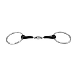 Equine Smile ES0118 Gebiss Wassertrense Doppelt Gebrochen mit Gummi aus Edelstahl Ringdurchmesser 65 mm Gebissstärke 15 mm (12.5 cm)