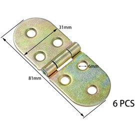 6 PCS Small Door Hinges with Rounded Edges, Ideal for Folding Tables, Cabinet Doors, and Bedside Cabinets (Colored Zinc)