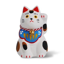COTONOHA Maneki-Neko Lucky Cat, 2.7 Inches | Hand-Painted Ceramic Fortune and Prosperity Talisman | Artisan Crafted Desk and Room Decor | Made in Japan (White)