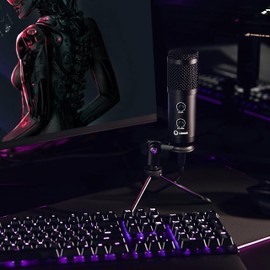 Lorgar LRG-CMT313 USB Microphone for PC, Condenser Microphone, PC Microphone Cardioid with Tripod for Gaming, Podcasting, Streaming, Voice Recording, YouTube, Zoom, Skype - Compatible with Laptop