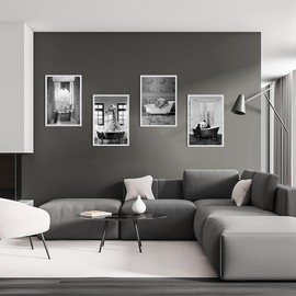 QPLGTU Bathroom Home Background Wall Decoration Poster, Black and White Highland Livestock Animal Decoration Photos Wallpaper, Funny Animal Print Poster, Frameless (Bathroom Animal 2, 20 x 30 cm x 4)