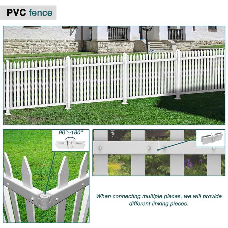ECOOPTS 36" H x 84" W Vinyl Picket Fence Panels