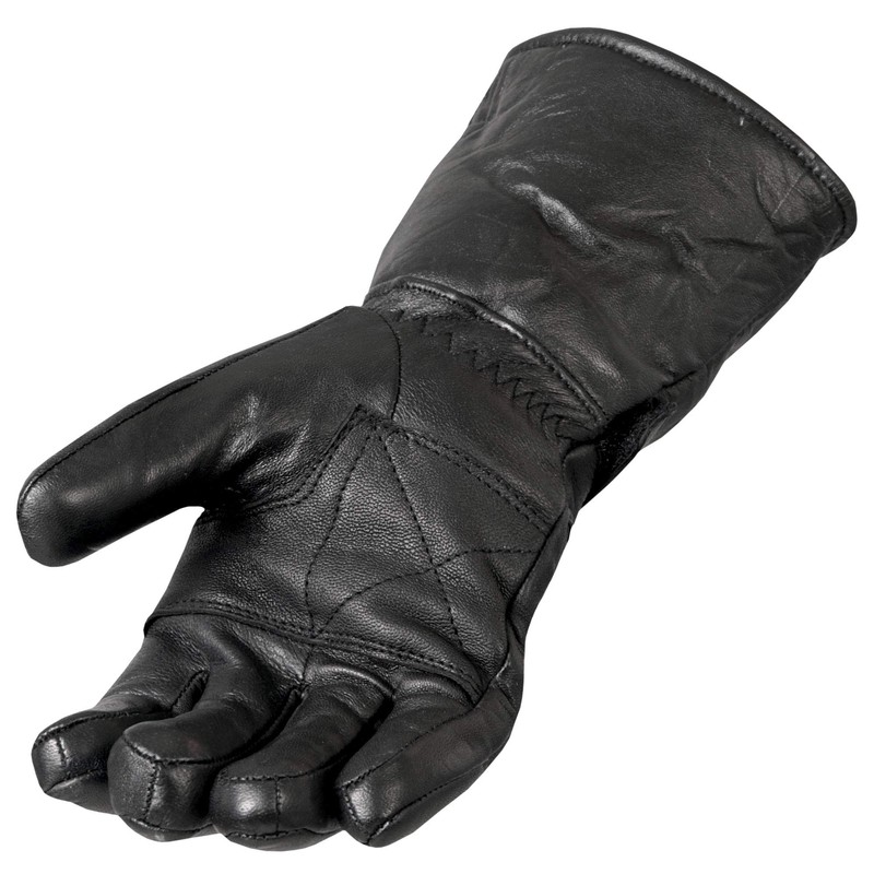 Hot Leathers Gauntlet Gloves with Quilted Lining (Black, Large)