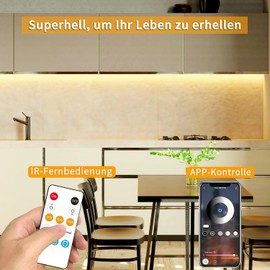 Yeewhale Cob LED Strip 15 m, with Remote Control, App Control, DC24 V 3000 K Warm White LED Strip, Flexible Dimmable Cob LED Strip, Applicable to Bedroom, Room, DIY Decoration