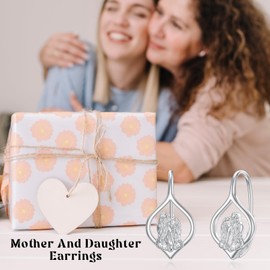 MEIDERBO Mother Daughter Earrings Sterling Silver Sister Earrings Leverback Earrings Mother's Day Jewelry Gifts for Mom Sister Women