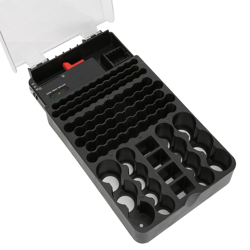 Multi Functional 104 Grids 3 Lights Battery Storage Case Organizer