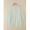 ZANZEA Women's Kimono Cardigan Solid Color Open Front Beach Coverups