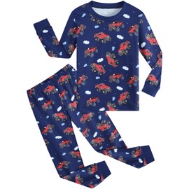 EULLA Pyjamas for Boys Long Sleeves Monster Trucks Pjs Set Kids Sleepwear Winter Outfit 4-5 Years