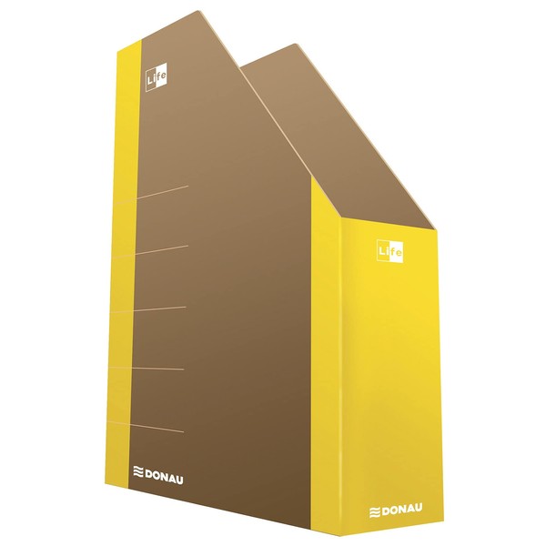 Donau Life 3550001FSC-11 Magazine File Archive Box Cardboard/Cardboard up to 500 Sheets for Office, School and Home Use for Storing Documents in A4 Format/Archiving Magazines Yellow