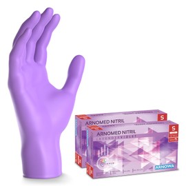 200 x ARNOMED Disposable Gloves Purple (2 x 100 Pieces), Disposable Nitrile Gloves, Powder-Free, Rubber Gloves, Disposable Protective Gloves, Nitrile Gloves, XS, S, M, L, XL