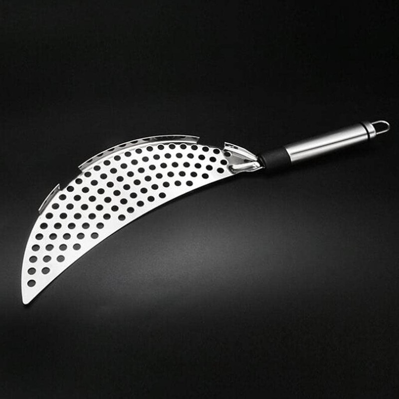 HomeDecTime Kitchen Stainless Steel Half-Moon Pan Strainer Pot Drainer Pasta