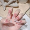 24pcs Long Press on Nails Coffin,CINSEVAN Pink and White Acrylic