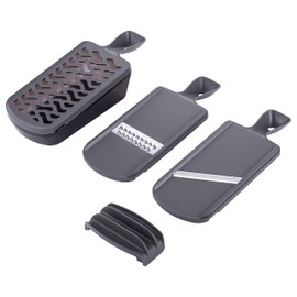 Kai KAI KITCHEN DH8041 Compact Cooker Set with Saucer, Finger Guard, Slicer, Julienner, Grater, Dishwasher Safe, Gray, Made in Japan