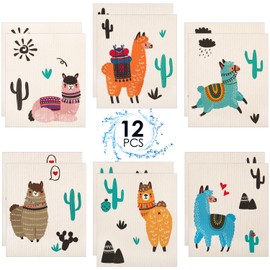Remagr 12 Pcs Swedish Kitchen Dish Towels Kitchen Cloths Reusable Sponge Cleaning Cloths Absorbent Dish Cloth Quick Drying Washable Cleaning Wipes No Odor Hand Towel (Alpaca)