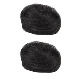 HSPJHTM 2 PCS Mini Claw Clip in Messy & Cat Ears Hair Bun Extensions Wig Human hair Accessory Updo Hairpieces for Women Girls - Black