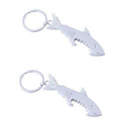 2pcs Shark Shape Bottle Opener, Multi-Function Key Chain, Fish Bottle Opener