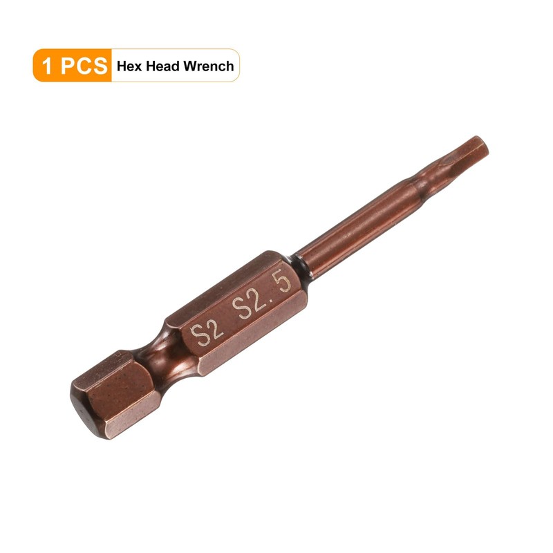 sourcing map Hex Head Wrench Drill Bit 2.5mm(H2.5) Metric 1/4"