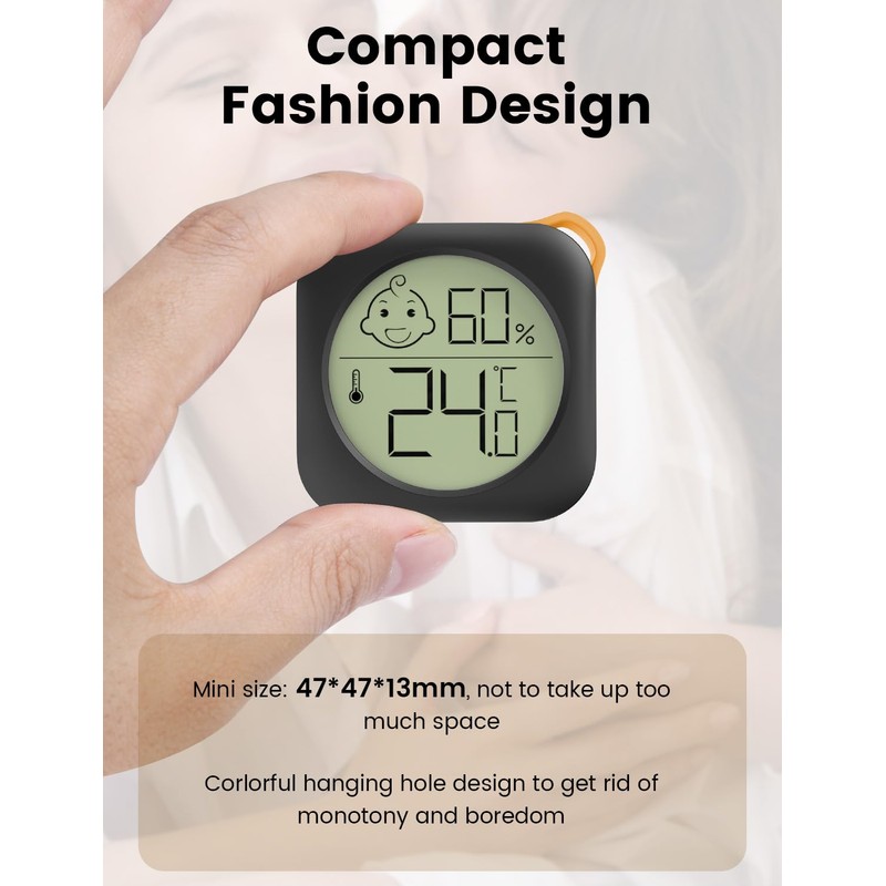 Compact Hygrometer Thermometer Indoor Digital Mini Ambient Room Temperature Monitor