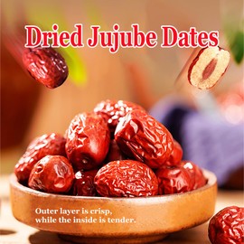 Jujube Date Bulk 1lb Big | Sweet | Dried Jujube Fruit Chinese Red Dates, Dried Jujube Fruit for Snacking| Brewing Tea| Soup| Baking| Oatmeal