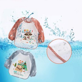 QinGuang Pack of 3 waterproof sleeve bibs, baby bibs, children's bibs, children's aprons