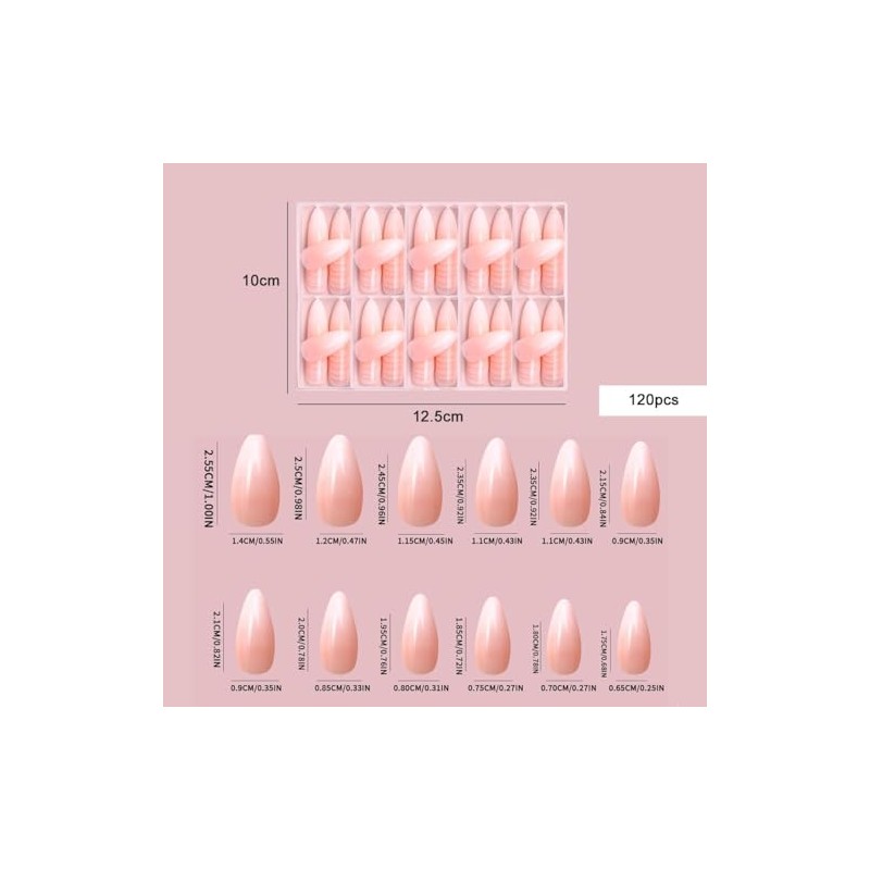 120 Piezas Uñas Postizas, Uñas Postizas Cortas, Uñas Press On