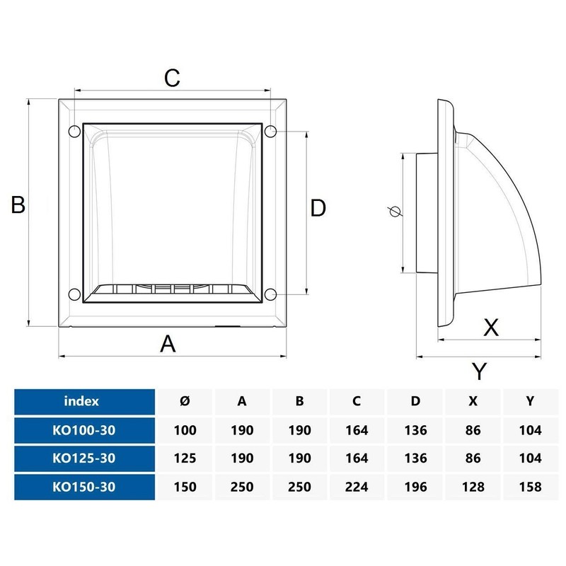 Gravity Flap Grille for Outdoor Ventilation (125mm Duct) - Brown