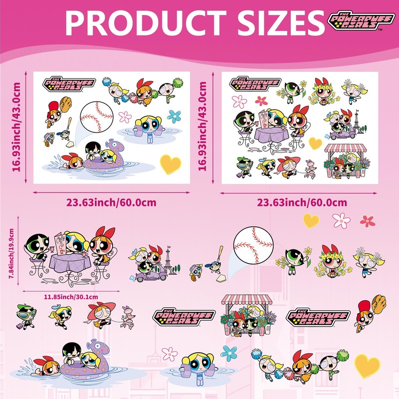 2 Sheet Cute Cartoon Wall Stickers for Girls, Sisters Garden
