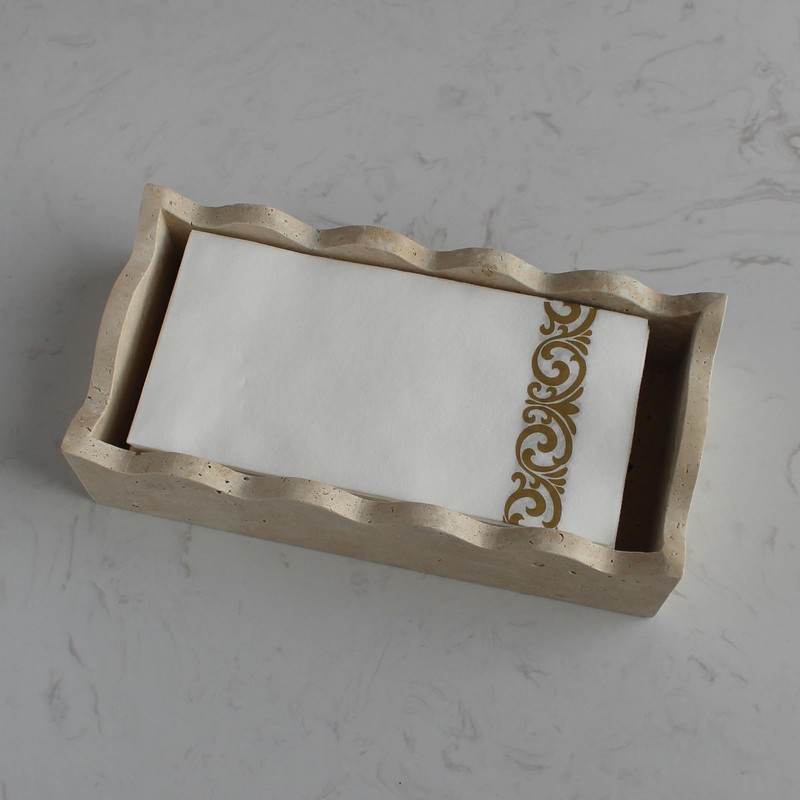 Natural Travertine Guest Towel Holder 9.8" × 4.9" for Bathroom,