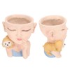 Flower Pot Girl and Dog Cute Style Bottom Drainage Hole