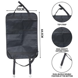 Dulynva Autositz Organizer, Rückenlehnenschutz und Organizer, Wasserdichtes Oxford, Gewebe mit mehreren Taschen, universelle Passform für Autos, Wohnmobile, Camping