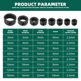 16Pcs Drill Bit Stop Collar Split Ring Design Drill Bit Depth Stop Kit, Drill Depth Limiter Stop Collar 8pcs Imperial Sizes 1/8"-1/2" and 8pcs Metric Sizes 3mm-16mm with Allen Wrench and Storage Box