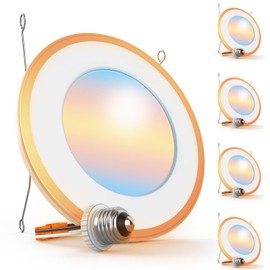 Sunco 6 Inch Can Lights for Ceiling LED, Flat Recessed Lighting with Night Light Retrofit Downlight, 1200 LM, 13W, Selectable CCT 2700K/3000K/4000K/5000K/6000K, Dimmable UL 4 Pack