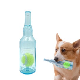 Squeaky Dog Toys – Indestructible Bottle-Shaped Chew Toy with Tennis Ball Inside, Durable Puppy Toy for Chewing, Teeth Cleaning & Outdoor Play, Interactive Training Toy for Small to Large Dogs