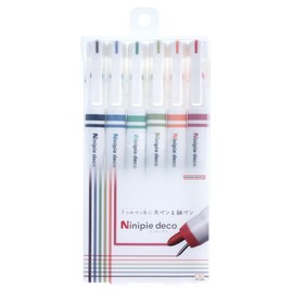 Sunstar Stationery S4591780 Pen & Marker, Water-based, Ninippy Deco, Set of 6, A