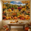 Fall Pumpkin Backdrop Autumn Haystack Hay Bale Maple Leaves Background