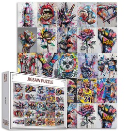 Banksy 1000 Pieces Puzzles for Adults Street Art Graffiti Puzzle Games Colourful DIY Various Graffiti Puzzles for Home Wall Decoration Art Family Puzzle Perfect for Game Evenings 50 x 70 cm