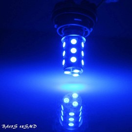 YM E-Bright Blue 1156 BA15S Led Bulb,1141 1073 7506 Base LED Replacement For RV Camper SUV MPV Car Turn Signal Bulb Tail/Corner light Backup Reverse Light 18SMD 5050Chips DC-12V, Pack of 4