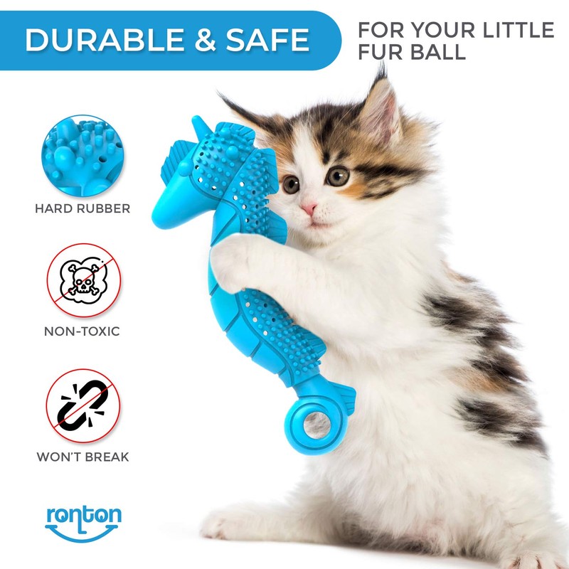 Ronton Cat Toothbrush Catnip Toy - Durable Hard Rubber -