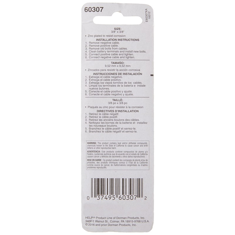 Dorman 60307 3/8 In.-16 x 3/8 In. Stud Length, 1-1/8