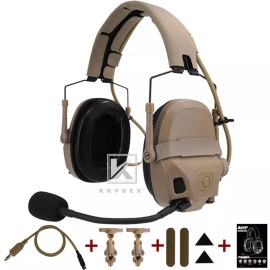 KRYDEX FCS AMP Tactical Headset Pickup Noise Reduction Earmuf fo Shooting Helmet - Dark Earth